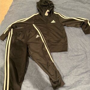 Adidas Black Hoodie Set with White Accents
